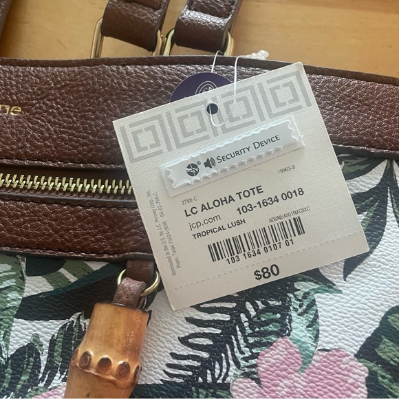Liz Claiborne aloha tote bag tropical lush purse BNWT vacation palm trees - Picture 2 of 11